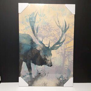 Deer Wall Art Printed on Wood Cabin Cottage Rustic Decor NEW